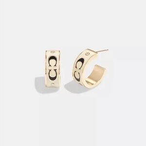 Coach Signature C Enamel Huggie Earrings